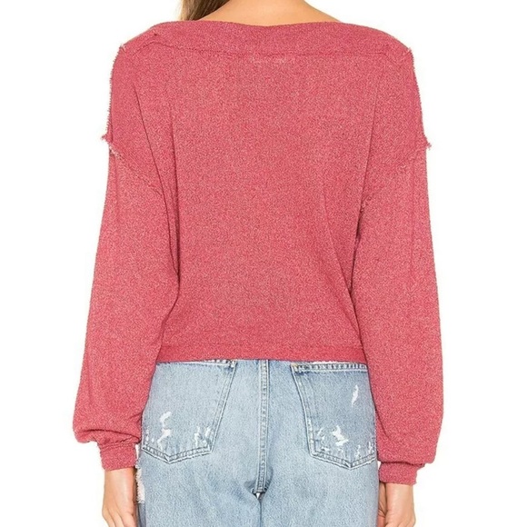 Free People We The Free Stay With Me Hacci Top Size Small in Raspberry Pink - Picture 5 of 13